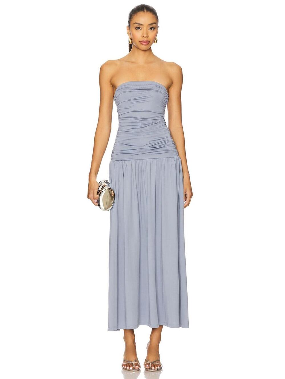NIA SANTA DRESS in stale blue